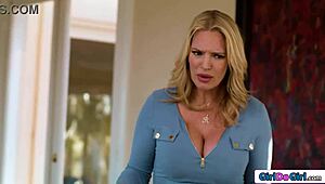 Stepmom catches stepdaughter licked by stepaunts in hairy pussy feast.