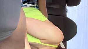 Snow bunny reese robinson rides bbc in car almost caught public