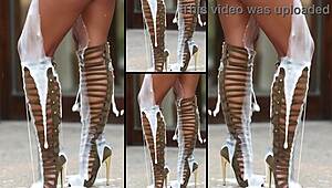 oh god my hot heels n legs covered in so much sticky cum everywhere!!