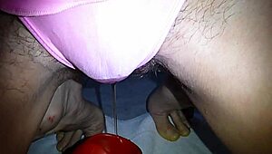 wanking hard into wife's hot piss filled masturbator mess 💦🚽