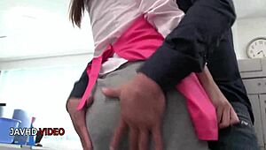 Asian office lady chihiro akino sucks cock hard before creampie finish