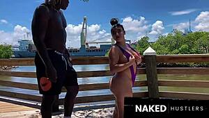 Walking Curvy Tanned Bitch Then Doggystyling Her Big Ass Pussy Outdoors