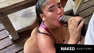 Walking Curvy Tanned Bitch Then Doggystyling Her Big Ass Pussy Outdoors