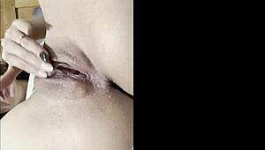 curvy latina teases with dildo deep in her tight spots