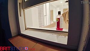 you spy on your curvy young neighbor showering wet and naked