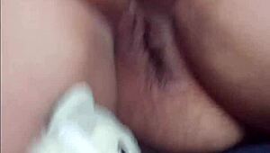 fat white bbw sucks huge vibrator masturbating her curvy naked body solo