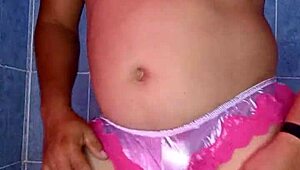 sexy mexican in satin panties models her lingerie