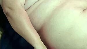 fat white bbw sucks huge vibrator masturbating her curvy naked body solo