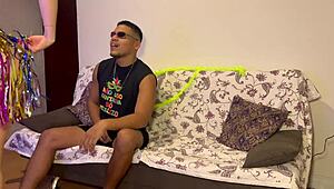 Malandro ravages curvy latina friend's wife huge tits and fat ass during carnival