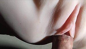 double penetration toys fuck her pretty shaved pussy close-up