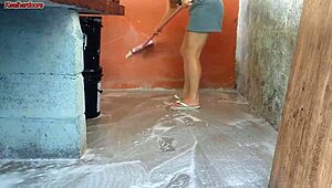 Short Sexy Maid Takes Boss's Huge Cock in Every Room Bareback