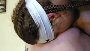 candid sandra's fat hairy pussy lips and chunky ass get licked sucked in garage worship