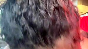 Curly babe spits on monster cock for public car deepthroat roadhead.