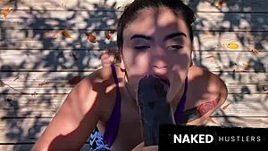 Walking Curvy Tanned Bitch Then Doggystyling Her Big Ass Pussy Outdoors