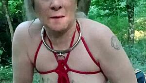 Forest Slave's Solo Dildo Session Teases Humiliating Outdoor Tags in 2025
