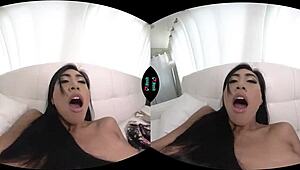 ember snow stuffs toys deep in her skinny asian tight trimmed pussy solo