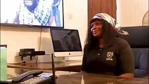 Big Ass Mama Fucks Boss for Job with Huge Cock Doggystyle
