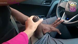 nearly caught flashing monster cock car fuck by cop hubby cuckold