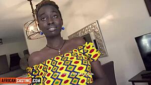 Thick Big Tits Ebony Model Rides Agent Cock for Job!