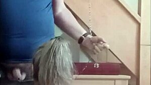 Slave, feel these ice cubes tease before you suck my cock deep!