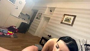 stunning brunette wraps fat cock in big tits 😍 homemade pov titfuck deepthroat gagging