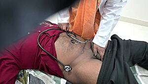 doctor stares at patient's tiny cock bulging in hospital gown