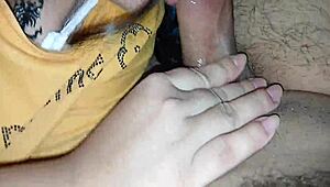 Hermanastra's Deep Sucking Tempts Solo Creampie