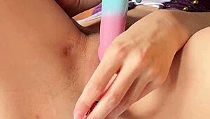 Lollolara91 cosplay nerd masturbates pussy with two vibrators