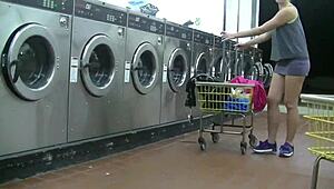 Sucking Monster Black Cock at College Laundromat in Sheer See-Through! Pt1 Deepthroat Slut Wife