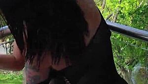 fucking my hot friend hard on the balcony her big tits bouncing wild