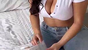 yo violet myers 😍 busty brunette slobbing on knob after our hot date!