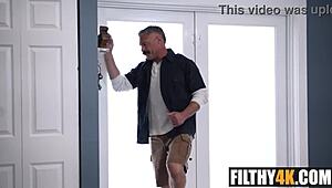 stepdad and boyfriend pound petite teen pussy same day