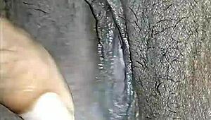 my hairy indian pussy throbs as i finger it deep feeling so horny