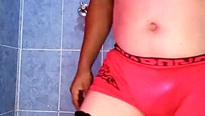 sexy mexican in satin panties models her lingerie