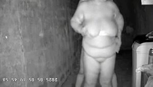 Hidden Camera Catches Stepmom Fucked Hard by Stepson in Alley Creampie