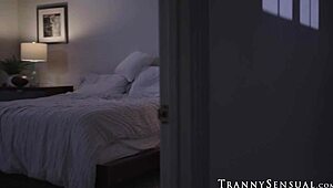 Melanie Brooks slams big cock cowgirl style in kinky transsexual ride