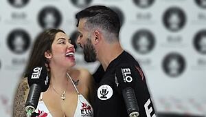 Sara blonde spills wet secrets big tits in argentine podcast room