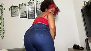 curvy bbw's teasing farts ripple through tight blue jeans