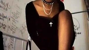 😈 goth domme teases her natural tits in heels to drain balls raunchy!!