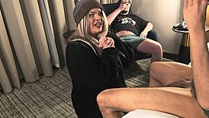 first time cucking boyfriend with huge fat monster cock deepthroat blonde curvy amateur blowjob