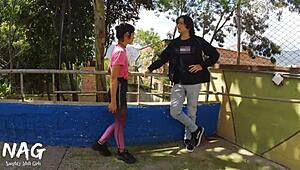 cindy luna gets gym trainer's rough cardio pounding outdoors