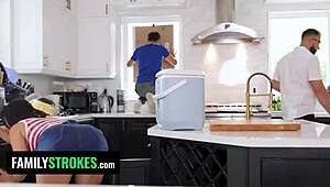 Independence Day XXX Parody Sees Petite Latina Tits Fucked by Father-in-Law and Uncle