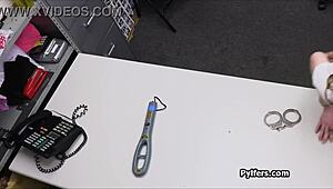 so this handcuffed brunette teen sneaks office spying then bends over for hidden cam doggystyle dicking
