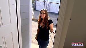 Nerdy Kay Lee Blows Juicy Cock Before Hard Pounding