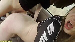 yo real 18+ teen couple fucks wild rough deepthroat doggy in car backseat street