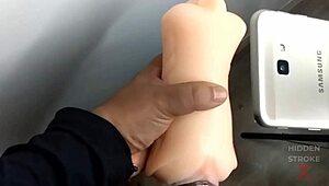 condom breaks during my intense sex toy masturbation cumshot oh god