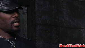 will tied-up sub beg black dom to stop rough spanking bondage sadism?