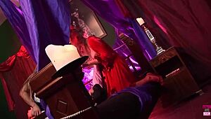 hey milf vampire, suck and fuck this couple deep in latex