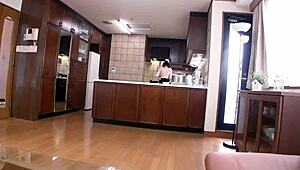 petite japanese virgin teases step-sis blowjob then gulps surprise cum load