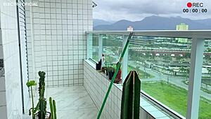 Latina maid's tiniest shorts provoke voyeur fetish ass worship